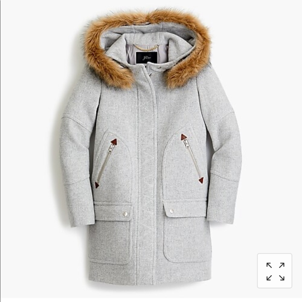 EUC J. Crew chateau parka in stadium cloth wool